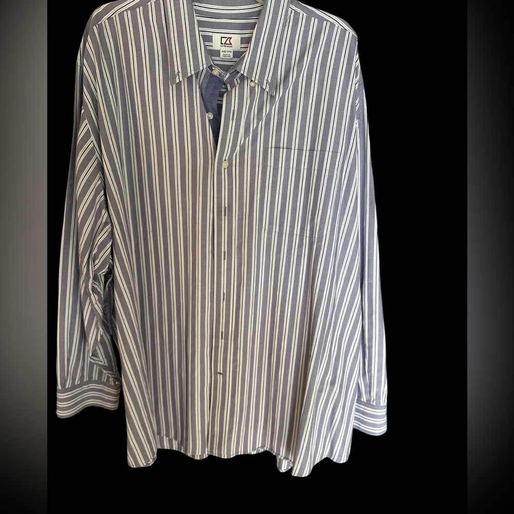 3XB 3 TG Cutter & Buck Men's Striped Blue Shirt